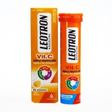 Leotron VIT-C Triple Protección Sabor Naranja 18 Comprimidos Efervescentes