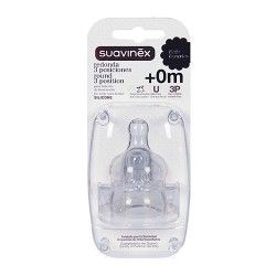 Suavinex Tetina Boca Ancha 3 Posiciones Silicona +0m 2 Unidades