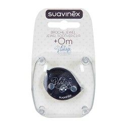 Suavinex Broche Pinza Vintage Jewel Plata Cadena Azul +0m