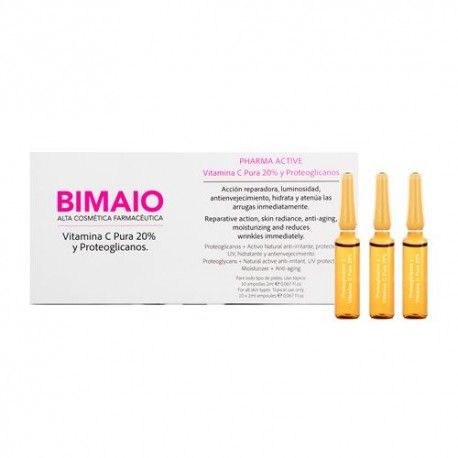 Bimaio Vitamina C Pura 20% y Proteoglicanos 10 Ampollas de 2 ml.