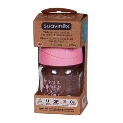 Suavinex Biberón Boca Ancha Tetina 3 posiciones Látex Cristal 120 ml.