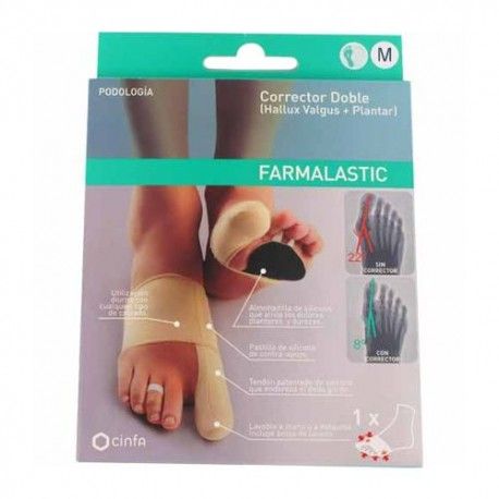 Farmalastic Corrector Doble Hallux Valgus + Plantar Talla M Pie Izquierdo 1 Unidad