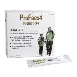 ProFaes4 Dual-Vit Probióticos Sabor Fresa 30 Sticks