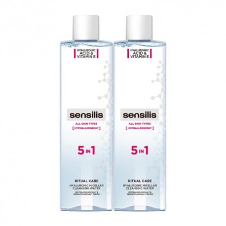 Sensilis Ritual Care Agua Micelar Hialurónica Limpiadora 5 en 1 Duplo 2x400 ml.