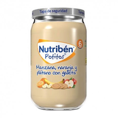 Nutribén Potitos Manzana, Naranja y Plátano Con Galleta 235 gr.