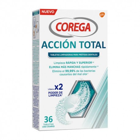 Corega Acción Total Limpieza Diaria de Prótesis 36 Tabletas