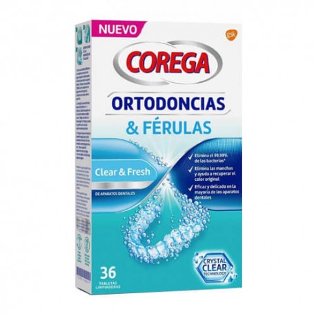 Corega Ortodoncias & Férulas 36 Tabletas Limpiadoras