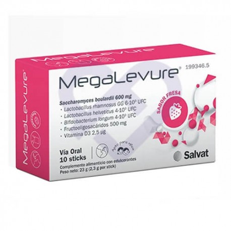 Megalevure Vía Oral Sabor Fresa 10 Sticks