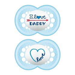 MAM Chupete Original Love Daddy Azul Tetina Silicona +6M 2 Unidades