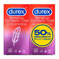 DUREX SENSITIVO CONTACTO TOTAL DUPLO 2CAJAS 12U