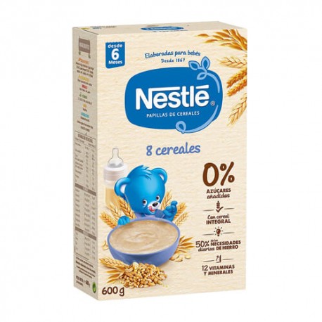 Nestlé Papillas de Cereales 8 Cereales 0% Azúcares Añadidos 600 gr.