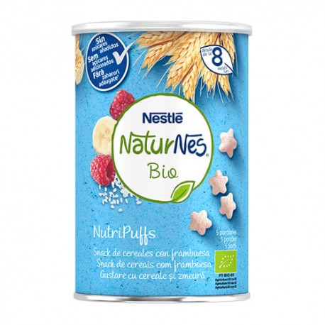 Nestlé Naturnes Bio Nutri Puffs Snack de Cereales con Frambuesa 35 gr.