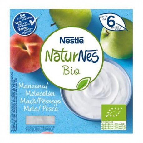 Nestlé Naturnes Bio Postre Manzana Melocotón 4x90 gr.