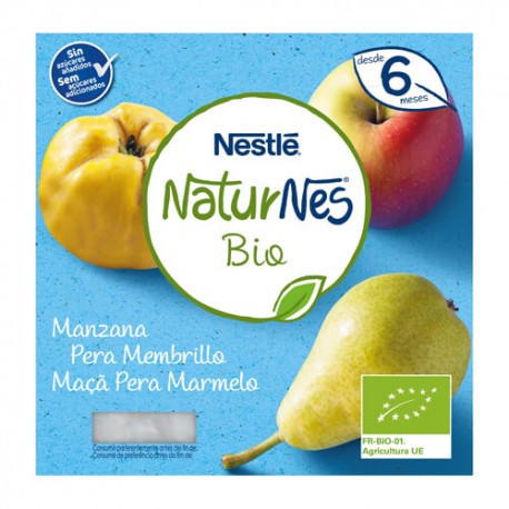 Nestlé Naturnes Bio Postre Manzana Pera y Membrillo 4x90 gr.