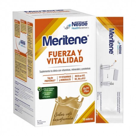 Meritene Fuerza y Vitalidad Batido Sabor Café Descafeinado 15 Sobres de 30 gr.