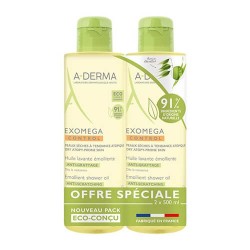 A-Derma Exomega Control Aceite Emoliente de Ducha y Baño Duplo 2x500 ml.