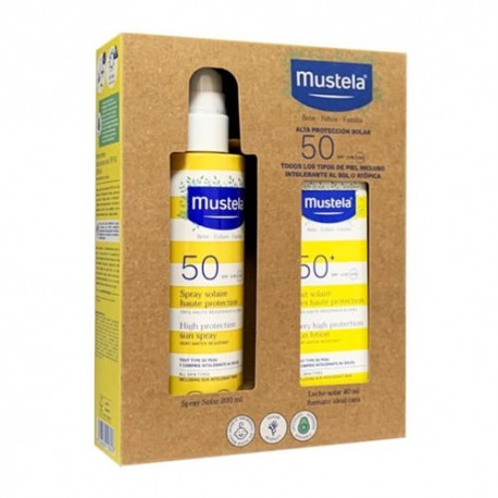 Mustela Spray Solar Bebés SPF50+ 200 ml + Crema Solar Facial SPF50+ 40 ml.