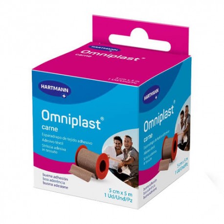 Omniplast Carne Esparadrapo de Tejido Adhesivo 5cmx5m