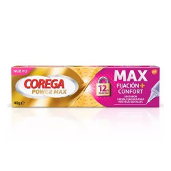 Corega MAX Fijación + Confort Crema Fijadora Prótesis Dentales Sin Sabor 40 gr.