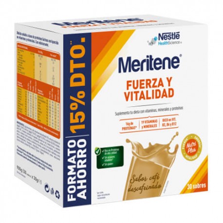 Meritene Fuerza y Vitalidad Batido Sabor Café Descafeinado 30 Sobres