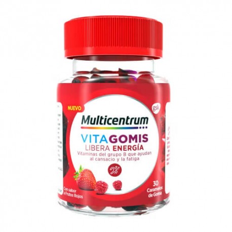 Multicentrum Vitagomis Libera Energía Sabor Frutos Rojos 30 Caramelos de Goma