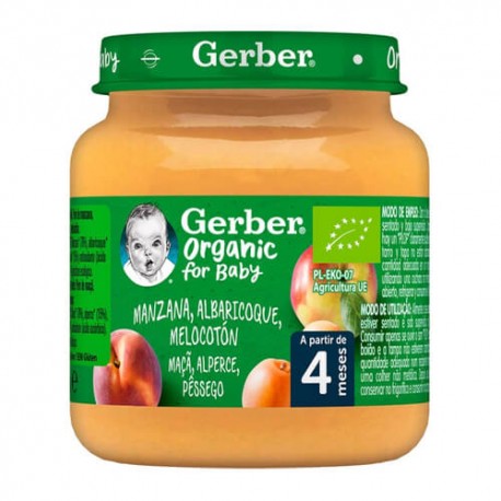 Nestlé Gerber Organic for Baby Manzana, Albaricoque, Melocotón 125 gr.