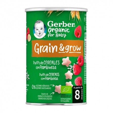 Nestlé Gerber Organic for Baby Grain&Grow Puffs de Cereales con Frambuesa 35 gr.